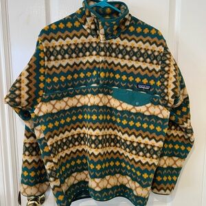 Patagonia 2016 Aztec southwest print synchilla fleece snap T unisex sz small
